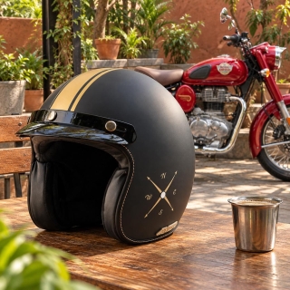 Axor Retro Jet Euro Globe Open Face Matt Helmet -Black