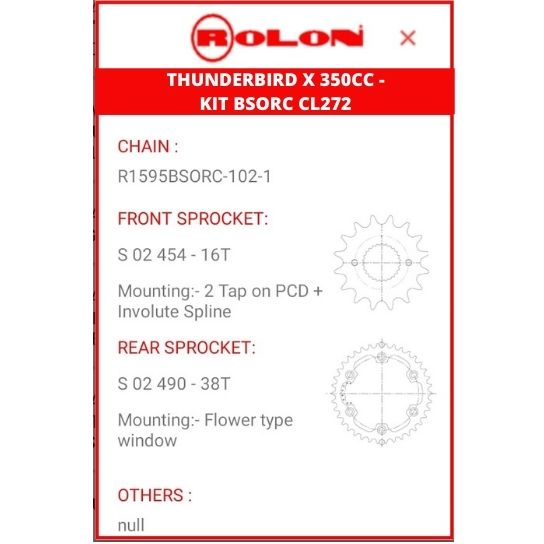 Buy RE Thunderbird 350 Brass Chain Sprocket kit online Rs.2470