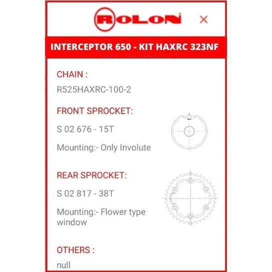 HAXRC-323-NF RE Interceptor / Continental GT 650 Chain Sprocket Kit