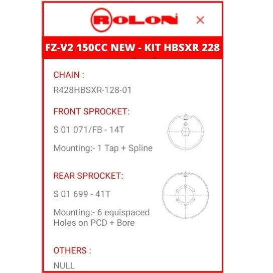 Buy Yamaha FZ V2 Chain Sprocket Kit Online Rolon Chain Sprocket FZ V2