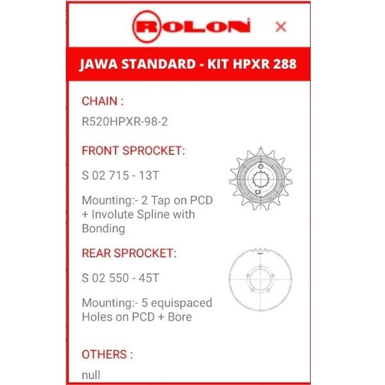 Buy Jawa Standard/ Jawa 42 Chain Sprocket kit (XRing) Online Jawa