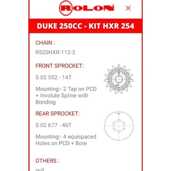 duke 250 chain sprocket price Rs.2794