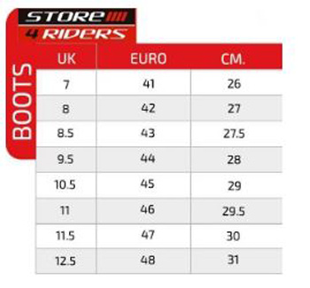 Sizing of riding boots