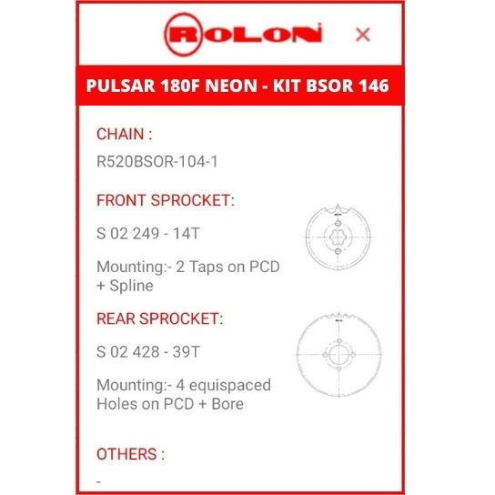 Buy Pulsar 180 Chain Sprocket Kit by Rolon Online