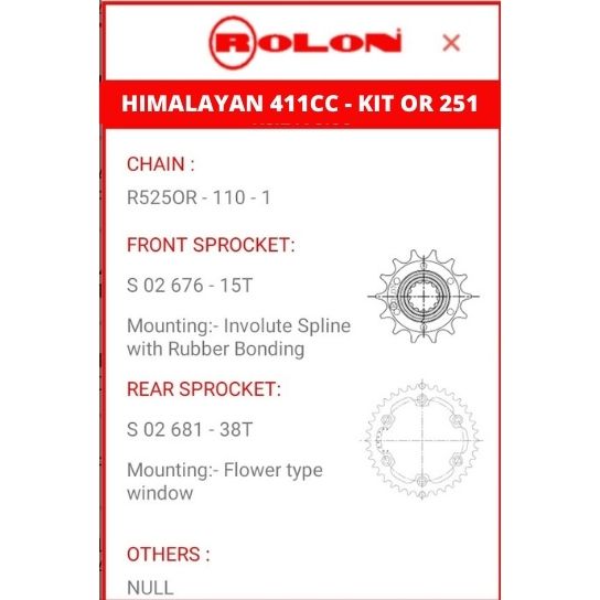 Buy RE Himalayan O Ring Chain Sprocket Kit Himalayan chain sprocket